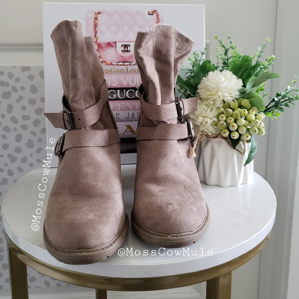 A New Day Taupe Heeled Boots - Picture 2 of 9